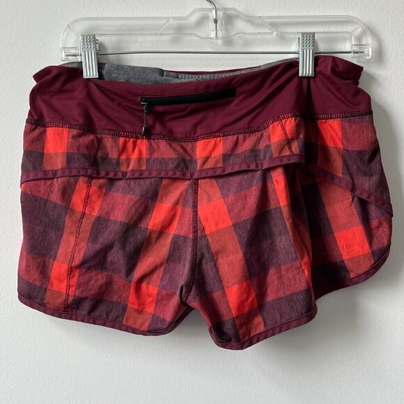 RARE Lululemon Run Low Rise Lined Short Buffalo Check Red 8 - Picture 9 of 11